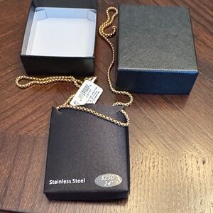 Stainless steel gold necklace. Tag still on. I never wore either